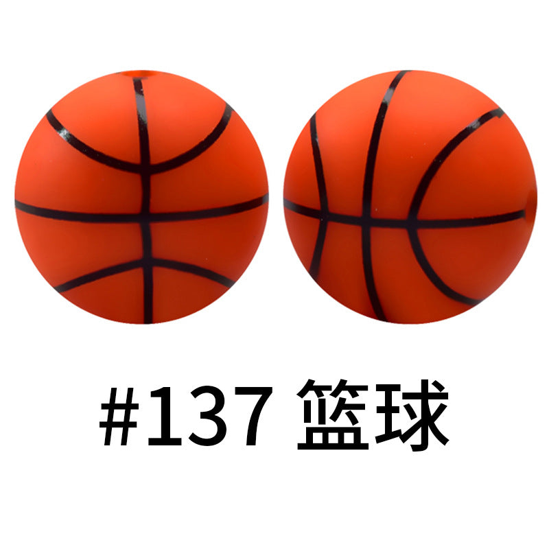 Wholesale 50pcs 16mm Print Silicone Beads Colorful Silicone Water Transfer Beads